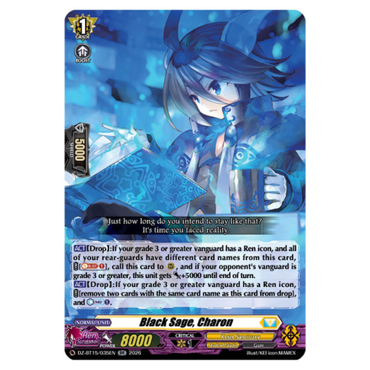 Black Sage, Charon DZ-BT15/035EN card from the Cardfight!! Vanguard set Strike of Illusionary Shadows