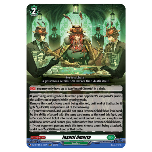 Insetti Omerta DZ-BT15/040EN card from the Cardfight!! Vanguard set Strike of Illusionary Shadows
