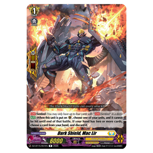 Dark Shield, Mac Lir DZ-BT15/057EN card from the Cardfight!! Vanguard set Strike of Illusionary Shadows