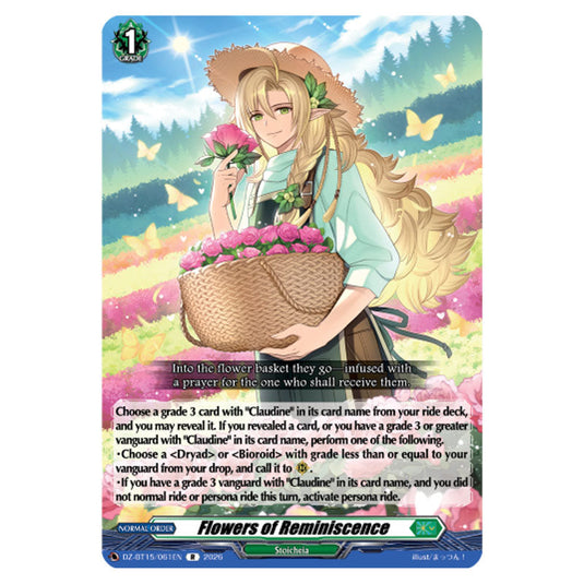 Flowers of Reminiscence DZ-BT15/061EN card from the Cardfight!! Vanguard set Strike of Illusionary Shadows