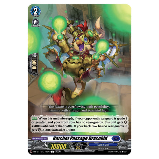 Ratchet Passage Dracokid DZ-BT15/072EN card from the Cardfight!! Vanguard set Strike of Illusionary Shadows