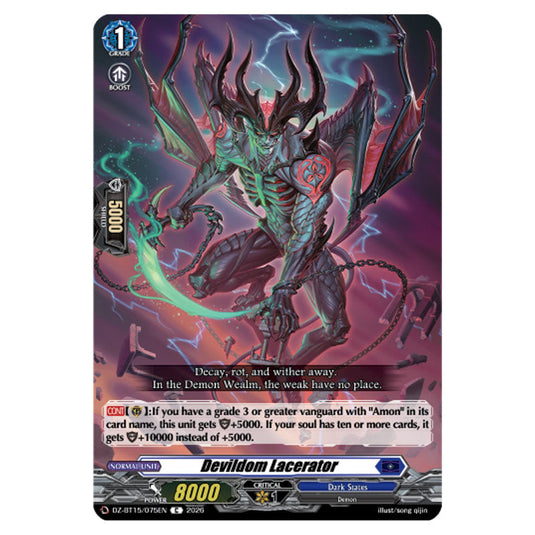 Devildom Lacerator DZ-BT15/075EN card from the Cardfight!! Vanguard set Strike of Illusionary Shadows