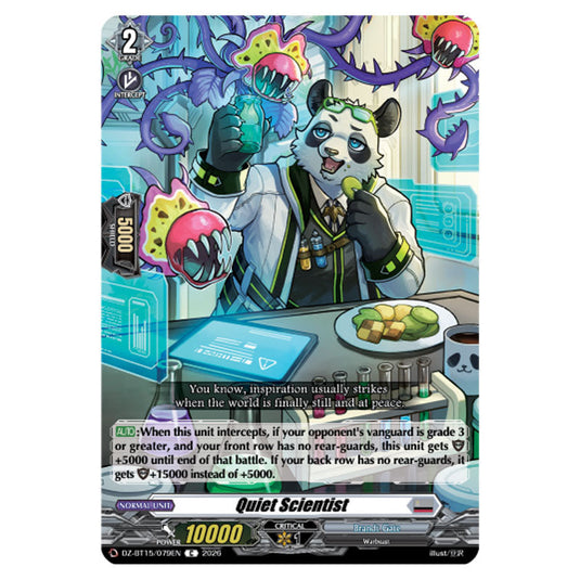 Quiet Scientist DZ-BT15/079EN card from the Cardfight!! Vanguard set Strike of Illusionary Shadows