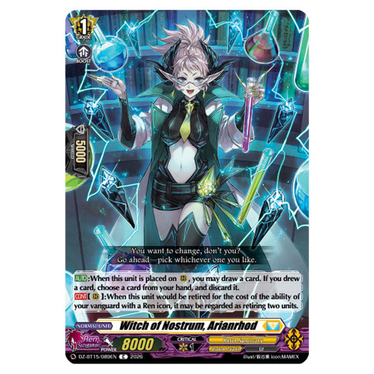 Witch of Nostrum, Arianrhod DZ-BT15/089EN card from the Cardfight!! Vanguard set Strike of Illusionary Shadows