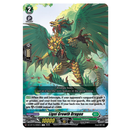 Ligni Growth Dragon DZ-BT15/099EN card from the Cardfight!! Vanguard set Strike of Illusionary Shadows
