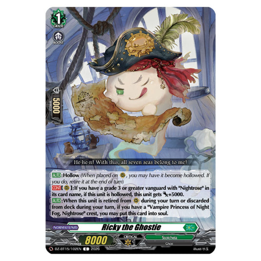 Ricky the Ghostie DZ-BT15/102EN card from the Cardfight!! Vanguard set Strike of Illusionary Shadows