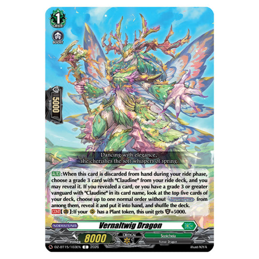 Vernaltwig Dragon DZ-BT15/103EN card from the Cardfight!! Vanguard set Strike of Illusionary Shadows