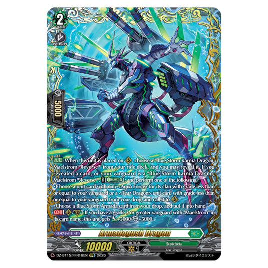 Armadogush Dragon DZ-BT15/FFR18EN card from the Cardfight!! Vanguard set Strike of Illusionary Shadows