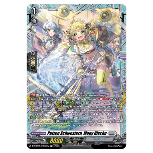 Putzen Schwestern, Mopy Bische DZ-BT15/FR20EN card from the Cardfight!! Vanguard set Strike of Illusionary Shadows