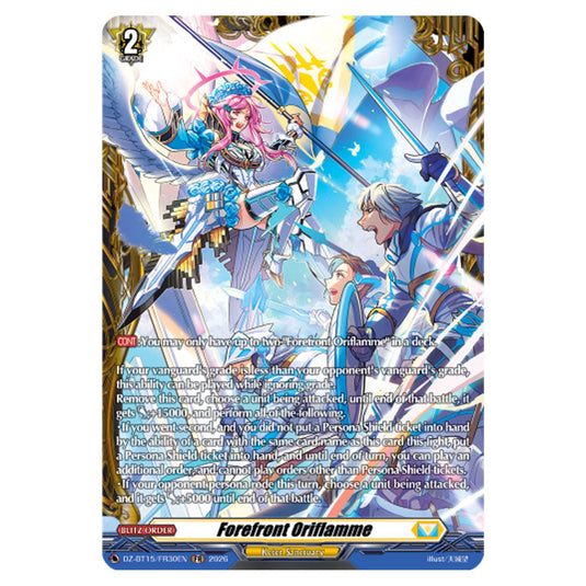 Forefront Oriflamme DZ-BT15/FR30EN card from the Cardfight!! Vanguard set Strike of Illusionary Shadows