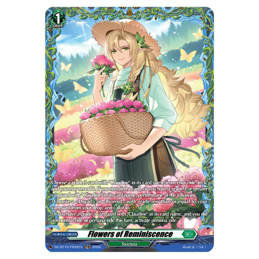 Flowers of Reminiscence DZ-BT15/FR42EN card from the Cardfight!! Vanguard set Strike of Illusionary Shadows