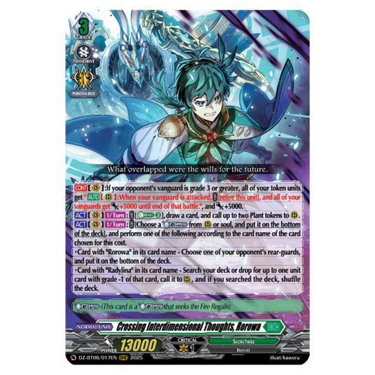 Crossing Interdimensional Thoughts, Rorowa DZ-BT06/017EN card from the Cardfight!! Vanguard set Generation Dragenesis
