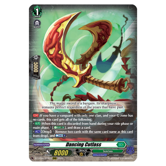 Dancing Cutlass DZ-BT06/019EN card from the Cardfight!! Vanguard set Generation Dragenesis