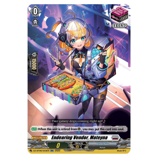 Endearing Vendor, Mateyna DZ-BT06/033EN card from the Cardfight!! Vanguard set Generation Dragenesis