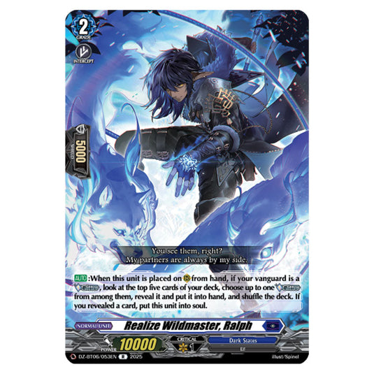 Realize Wildmaster, Ralph DZ-BT06/053EN card from the Cardfight!! Vanguard set Generation Dragenesis