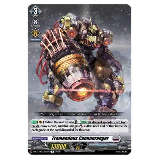 Tremendous Cannonranger DZ-BT06/056EN card from the Cardfight!! Vanguard set Generation Dragenesis