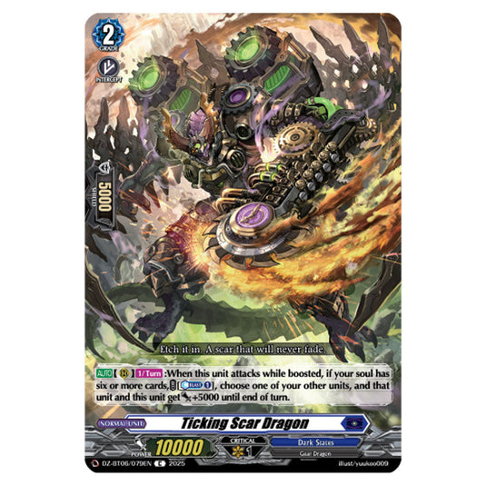 Ticking Scar Dragon DZ-BT06/079EN card from the Cardfight!! Vanguard set Generation Dragenesis