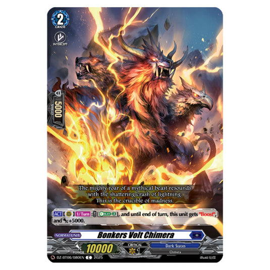 Bonkers Volt Chimera DZ-BT06/080EN card from the Cardfight!! Vanguard set Generation Dragenesis
