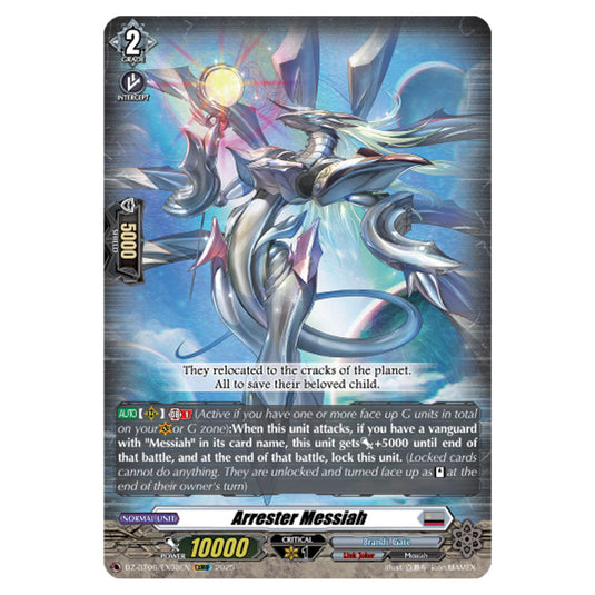 Arrester Messiah DZ-BT06/EX08EN card from the Cardfight!! Vanguard set Generation Dragenesis