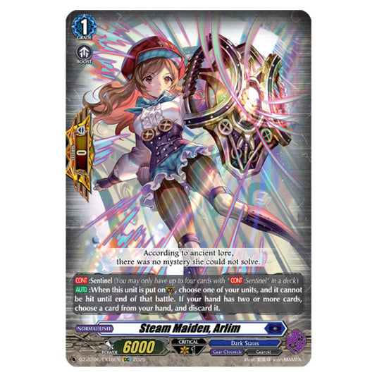 Steam Maiden, Arlim DZ-BT06/EX16EN card from the Cardfight!! Vanguard set Generation Dragenesis