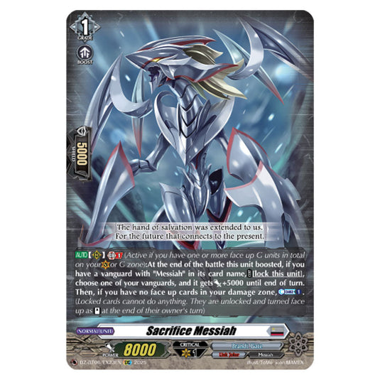 Sacrifice Messiah DZ-BT06/EX23EN card from the Cardfight!! Vanguard set Generation Dragenesis