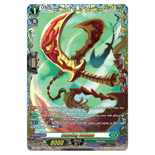 Dancing Cutlass DZ-BT06/FFR14EN card from the Cardfight!! Vanguard set Generation Dragenesis