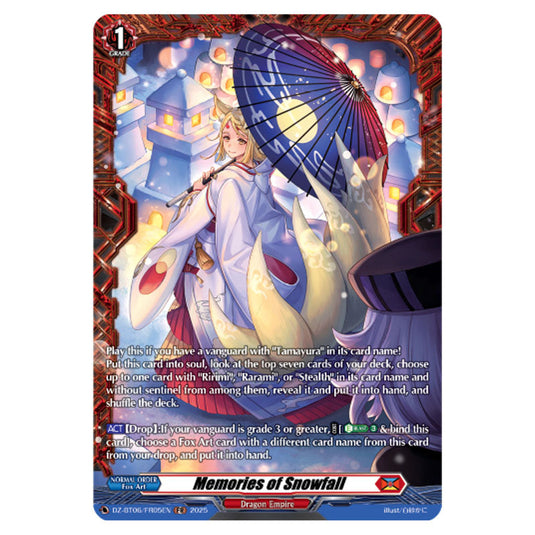 Memories of Snowfall DZ-BT06/FR05EN card from the Cardfight!! Vanguard set Generation Dragenesis