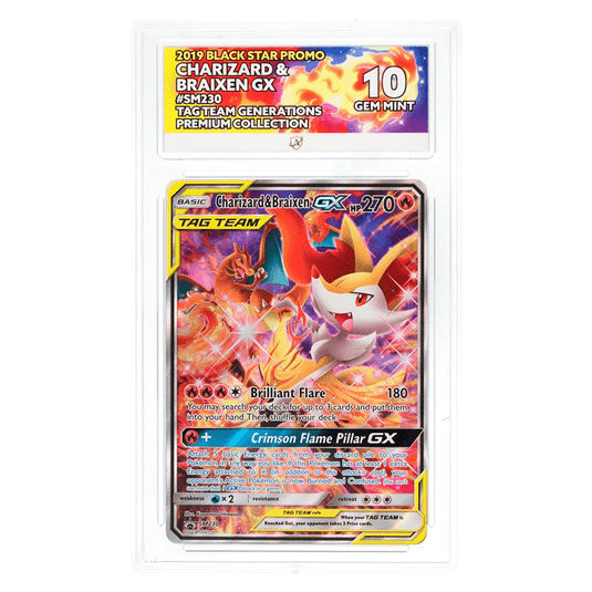 Pokemon - Black Star Promo - Charizard & Braixen GX - SM230 (ACE 10 Graded Slab)