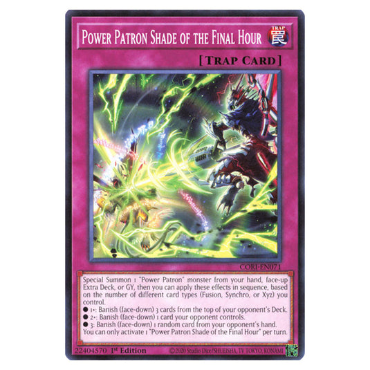 Power Patron Shade of the Final Hour CORI-EN071 card from the Yu-Gi-Oh! set Chaos Origins