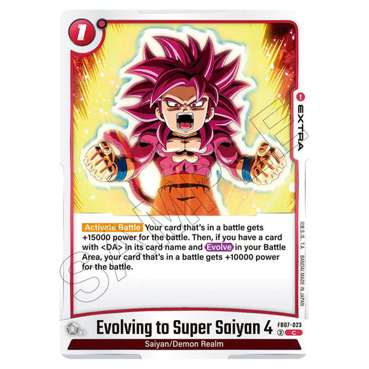 Evolving to Super Saiyan 4 FB07-023 card from the Dragon Ball Super Card Game Fusion World set FB07 - Wish for Shenron