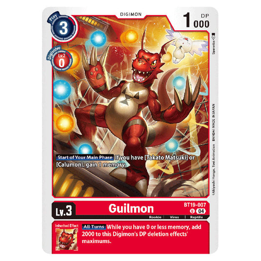 Guilmon BT19-007 card from the Digimon set BT19-20: Special Booster Ver.2.5
