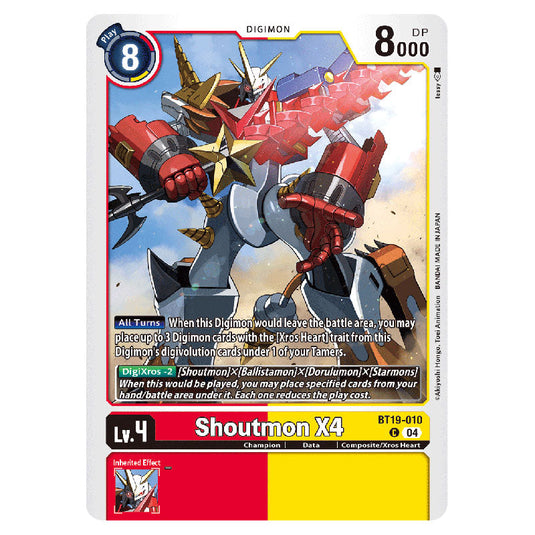 Shoutmon X4 BT19-010 card from the Digimon set BT19-20: Special Booster Ver.2.5