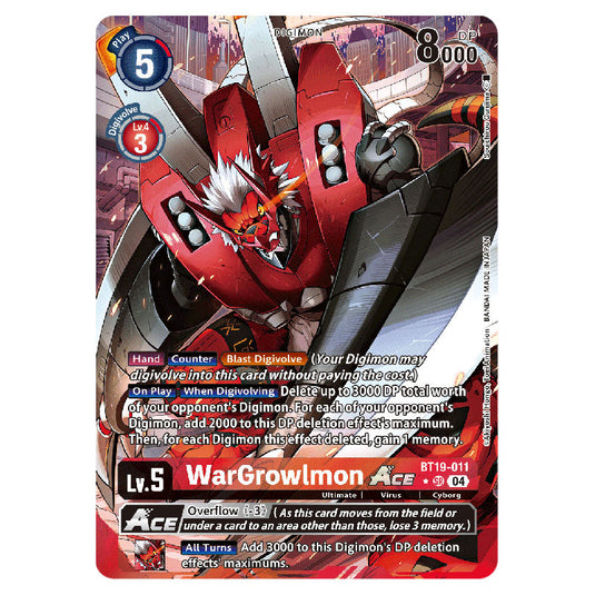 WarGrowlmon BT19-011a card from the Digimon set BT19-20: Special Booster Ver.2.5