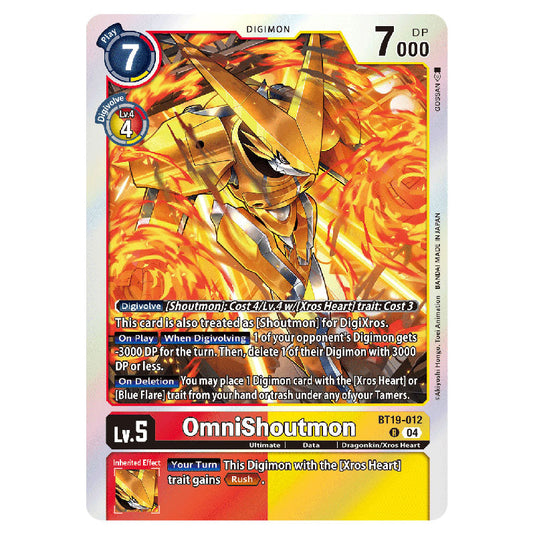 OmniShoutmon BT19-012 card from the Digimon set BT19-20: Special Booster Ver.2.5