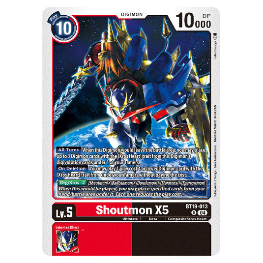 Shoutmon X5 BT19-013 card from the Digimon set BT19-20: Special Booster Ver.2.5