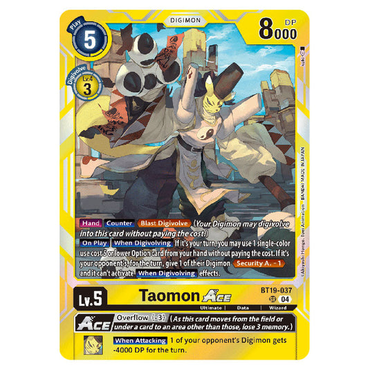 Taomon BT19-037 card from the Digimon set BT19-20: Special Booster Ver.2.5