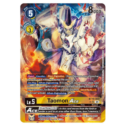 Taomon BT19-037a card from the Digimon set BT19-20: Special Booster Ver.2.5