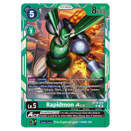 Rapidmon BT19-050 card from the Digimon set BT19-20: Special Booster Ver.2.5
