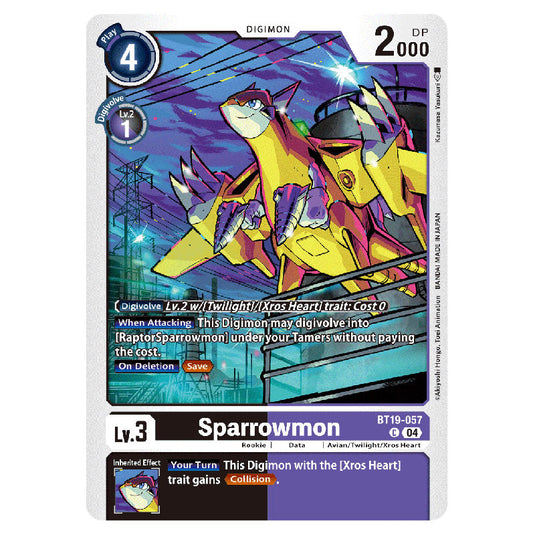 Sparrowmon BT19-057 card from the Digimon set BT19-20: Special Booster Ver.2.5