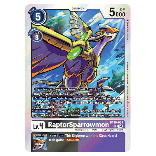 RaptorSparrowmon BT19-061 card from the Digimon set BT19-20: Special Booster Ver.2.5