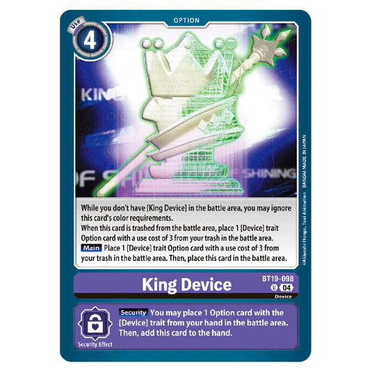 King Device BT19-098 card from the Digimon set BT19-20: Special Booster Ver.2.5