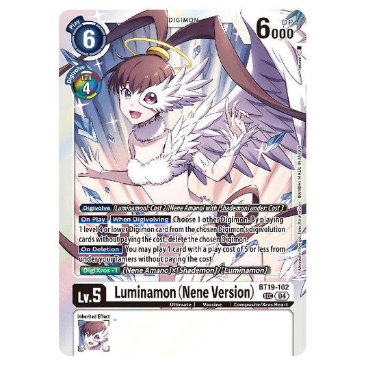 Luminamon (Nene Version) BT19-102 card from the Digimon set BT19-20: Special Booster Ver.2.5