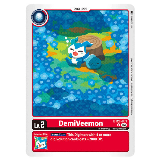 DemiVeemon BT20-001 card from the Digimon set BT19-20: Special Booster Ver.2.5