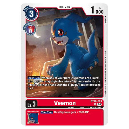 Veemon BT20-009 card from the Digimon set BT19-20: Special Booster Ver.2.5