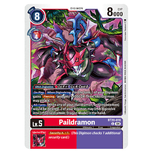 Paildramon BT20-016 card from the Digimon set BT19-20: Special Booster Ver.2.5