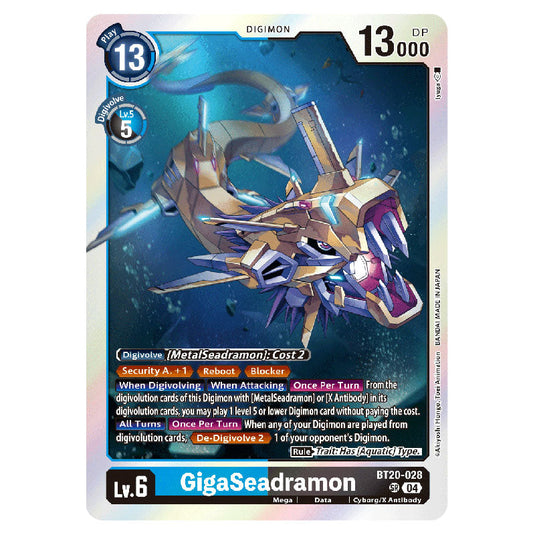 GigaSeadramon BT20-028 card from the Digimon set BT19-20: Special Booster Ver.2.5