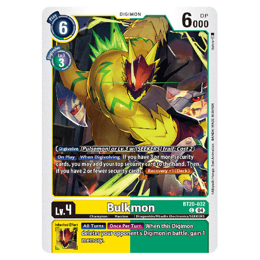 Bulkmon BT20-032 card from the Digimon set BT19-20: Special Booster Ver.2.5