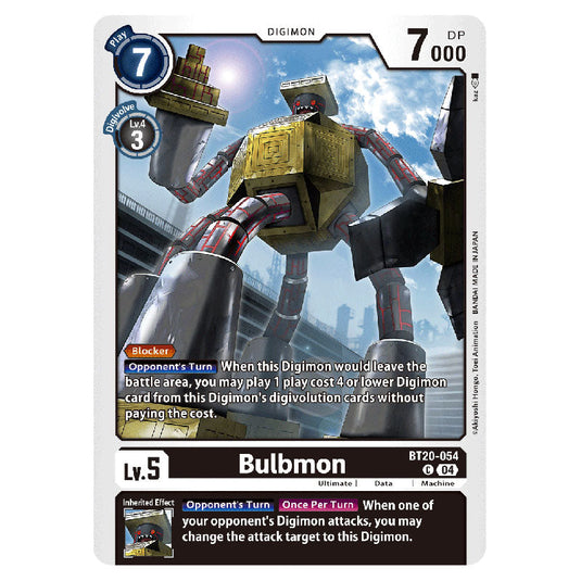 Bulbmon BT20-054 card from the Digimon set BT19-20: Special Booster Ver.2.5