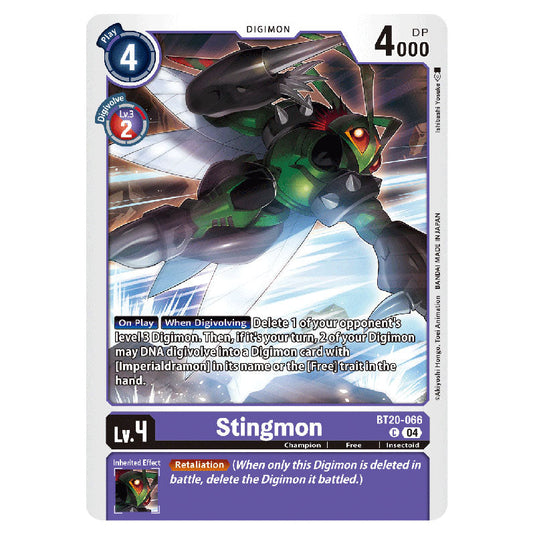 Stingmon BT20-066 card from the Digimon set BT19-20: Special Booster Ver.2.5