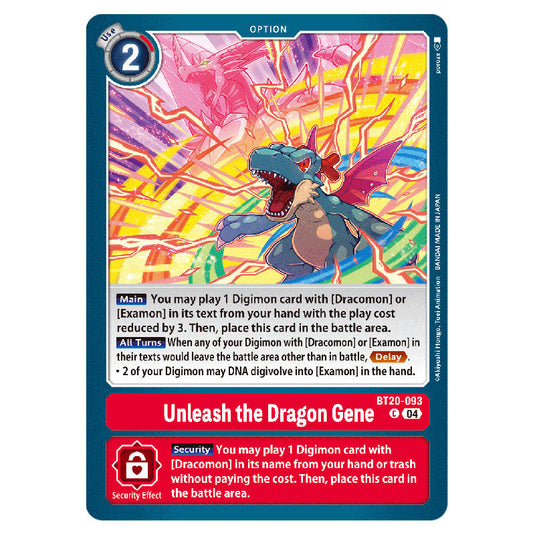 Unleash the Dragon Gene BT20-093 card from the Digimon set BT19-20: Special Booster Ver.2.5